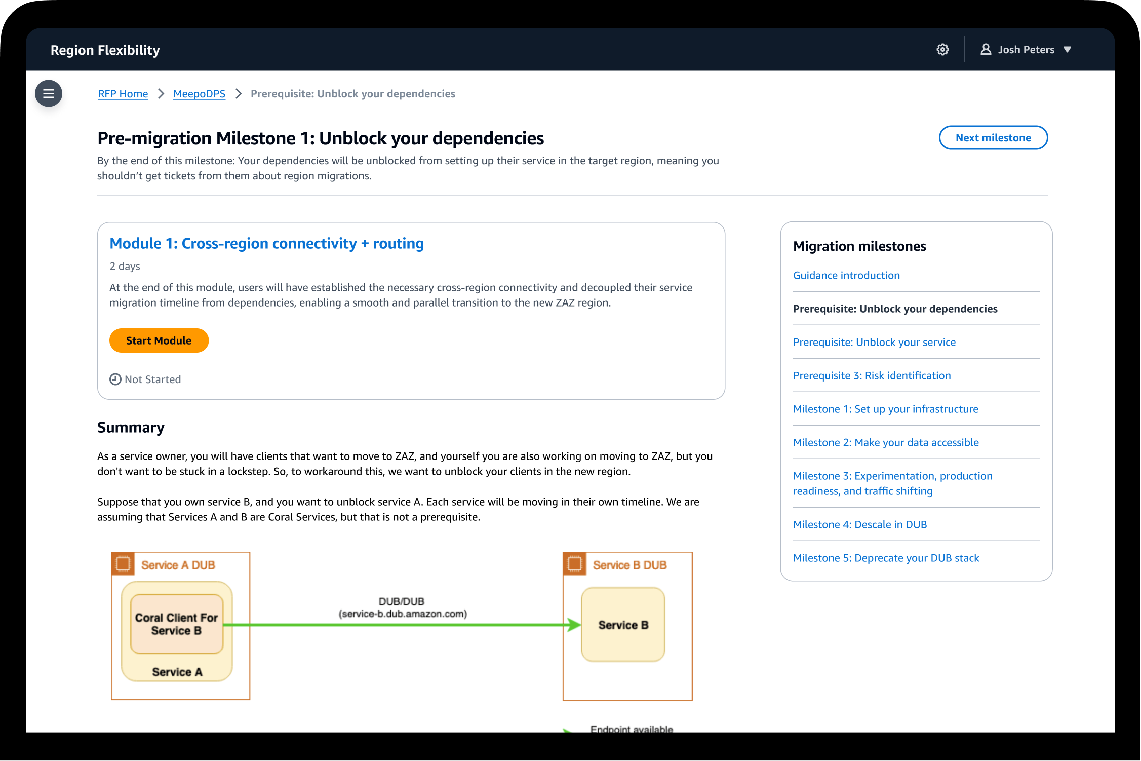 Amazon Region Flexibility Portal home page